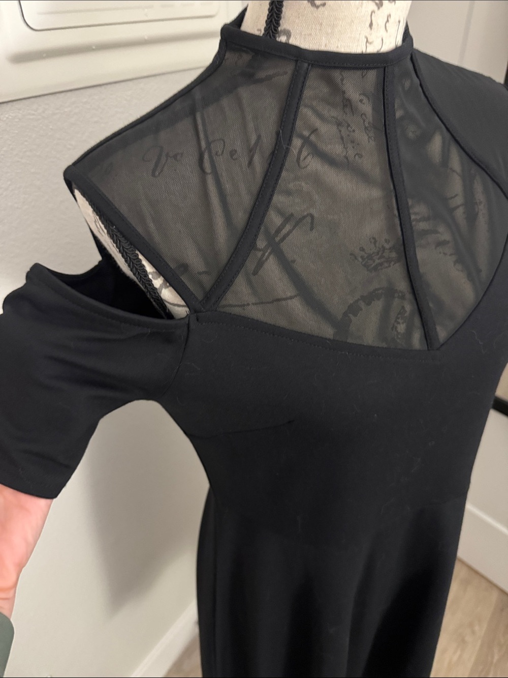 Killstar Black Cold-Shoulder Mesh Yoke Mini Dress - Picture 2 of 5
